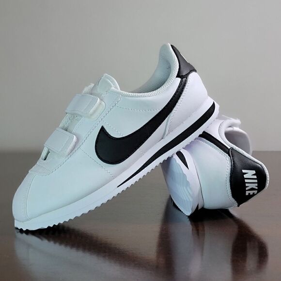Nike Cortez Leather White Black Kids Sportswear Shoes Sneakers Size 3 Y 3Y New - Picture 3 of 16